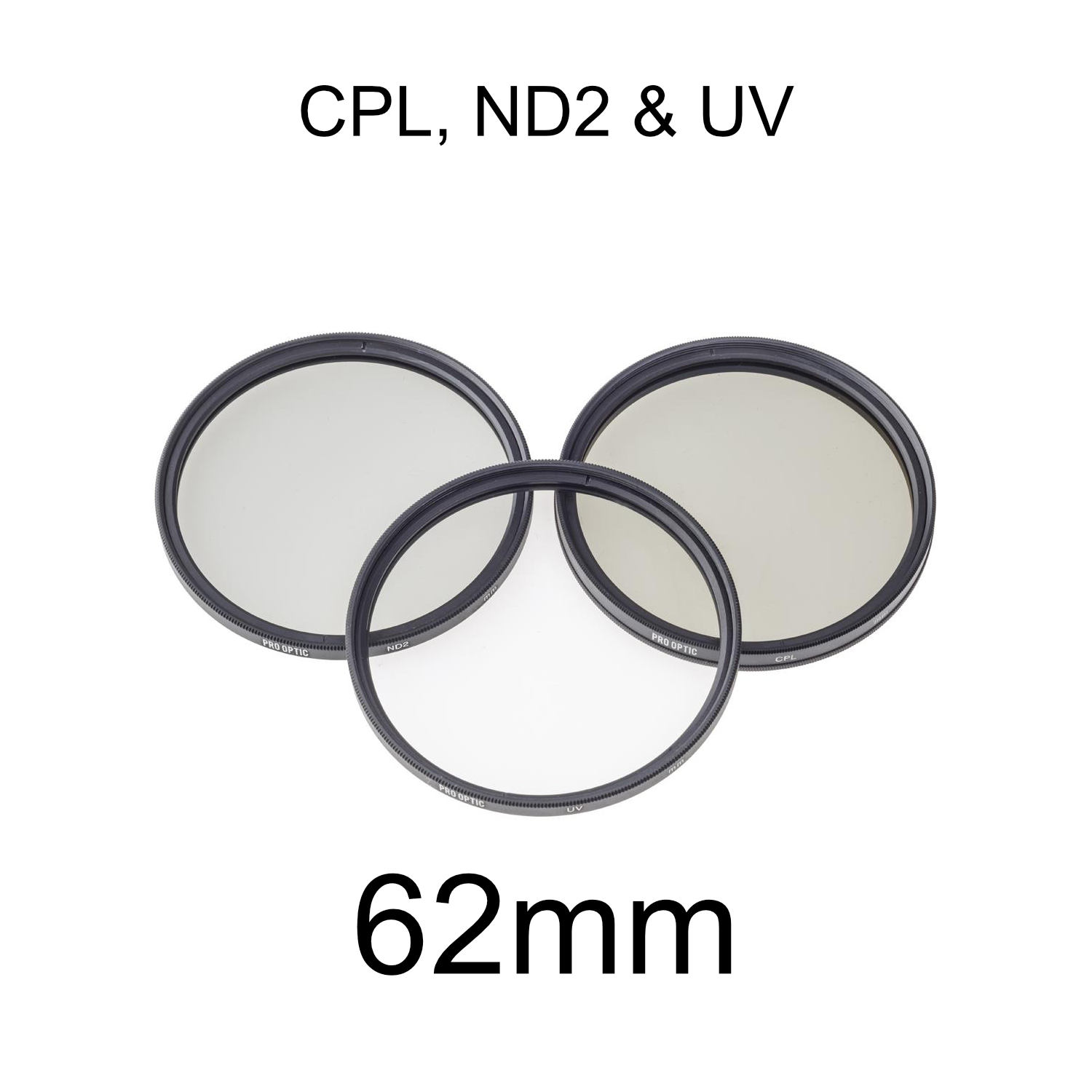 ProOPTIC 62mm Digital Essentials Filter Kit, with Ultra Violet (UV), Thin Circular Polarizer and Neu