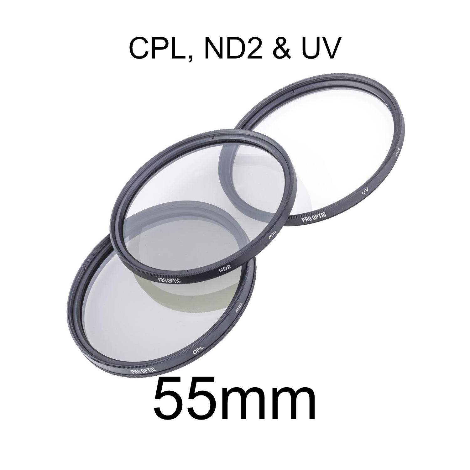 ProOPTIC 55mm Digital Essentials Filter Kit, with Ultra Violet (UV), Thin Circular Polarizer and Neu