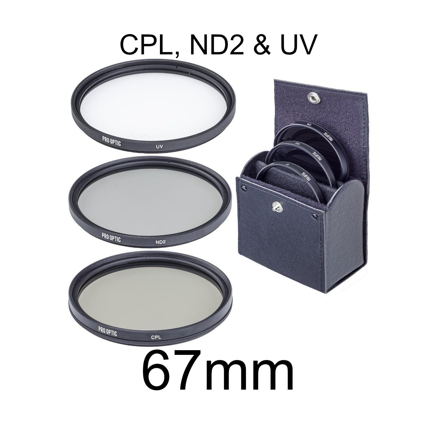 ProOPTIC 67mm Digital Essentials Filter Kit, with Ultra Violet (UV), Thin Circular Polarizer and Neu