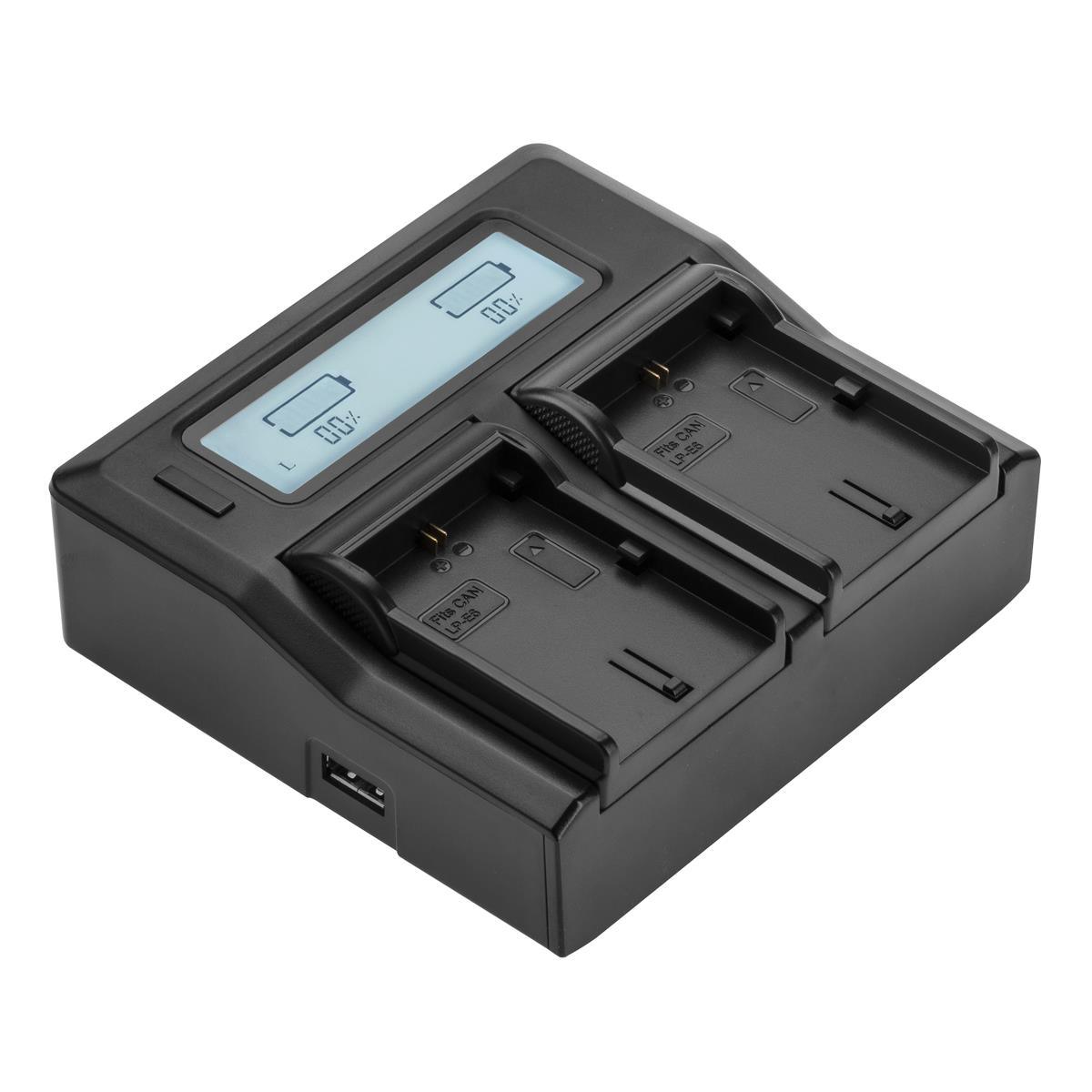 Dual Smart Charger with LCD Screen for Canon LP-E6