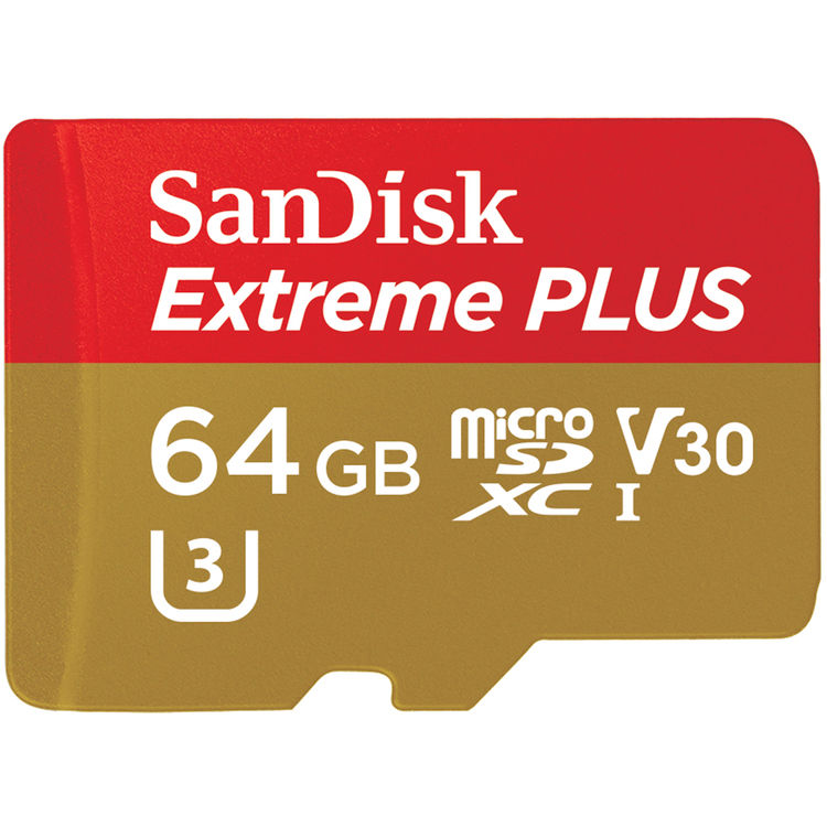 SanDisk 64GB Extreme PLUS UHS-I MicroSDXC Memory Card with Adapter